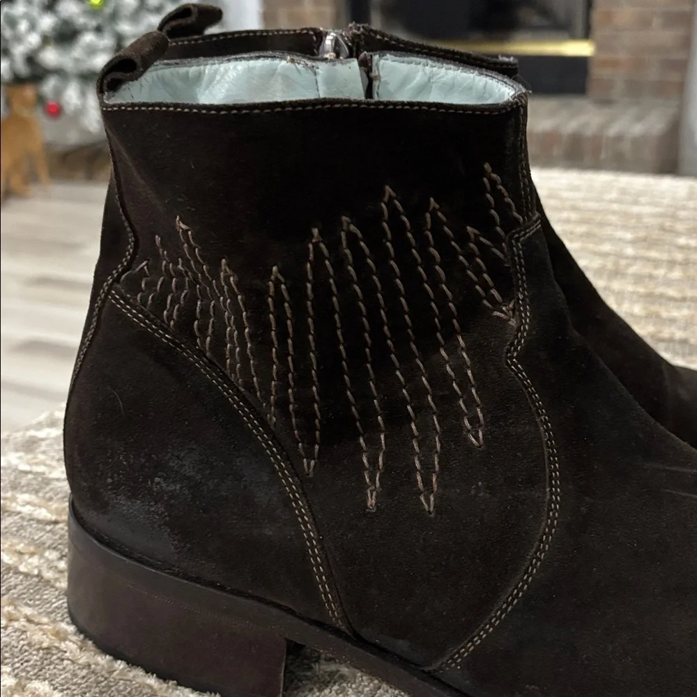 Kenneth Cole New York Men's Brown Suede‎ Western Distressed Ankle Boots Size 13